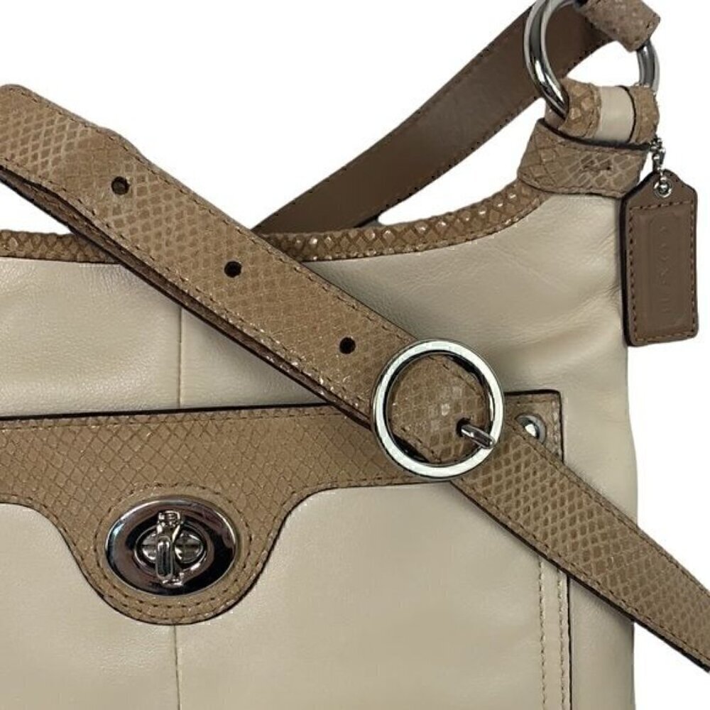 Coach Penelope F16533 Crossbody Bag - Ivory Leather/Tan Snakeskin Embossed Trim - Picture 8 of 13
